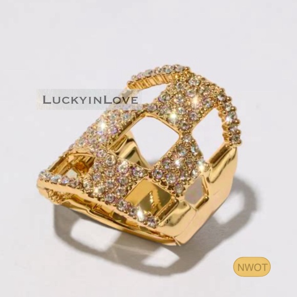 Alexis Bittar Jewelry - ALEXIS BITTAR • Gold Georgian Checkerboard Pavé Crystal “Diamond” Ring
